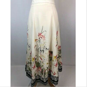 Soft Surroundings Spring Floral Skirt Ivory ST